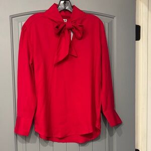 NWT Haley and the Hound  Chic Red Bow Tie Women's Blouse